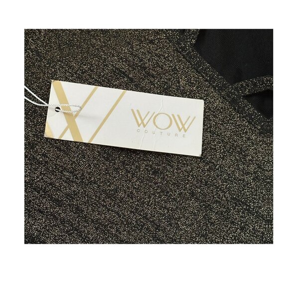 strapless sexy black and metallic gold bandage dress wow couture size large - Picture 6 of 10